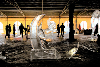 Gedimino Nemunaičio nuotr. Taujėnų dvare eksponuojamos ledo skulptūros.