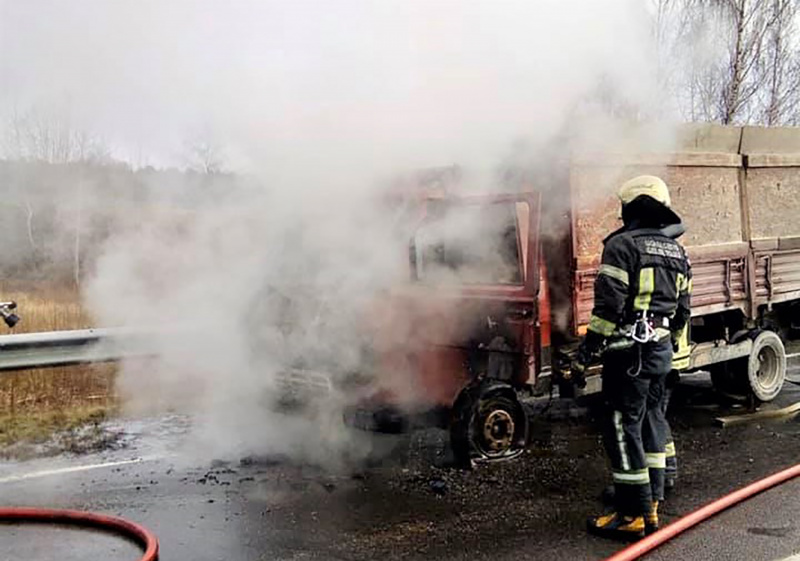 Kelyje Ukmergė–Molėtai degė automobilis. Ukmergės PGT nuotr.