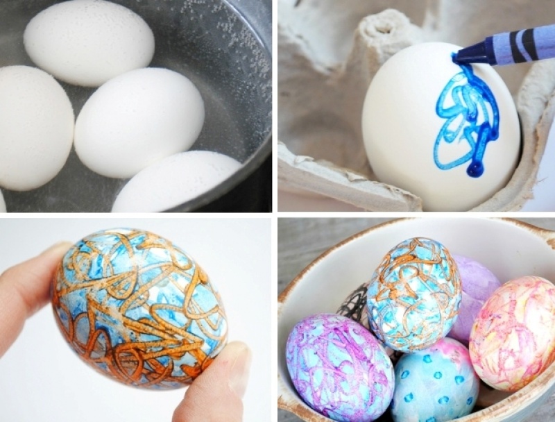 Kiaušinių dekoravimo būdas kreidelėmis 