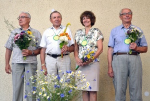Iš kairės: Vladas Valys, Vladas Jakštas, Vladislava Pakonienė, Vladimiras Privalovas. Melanijos Širvienės nuotr.
