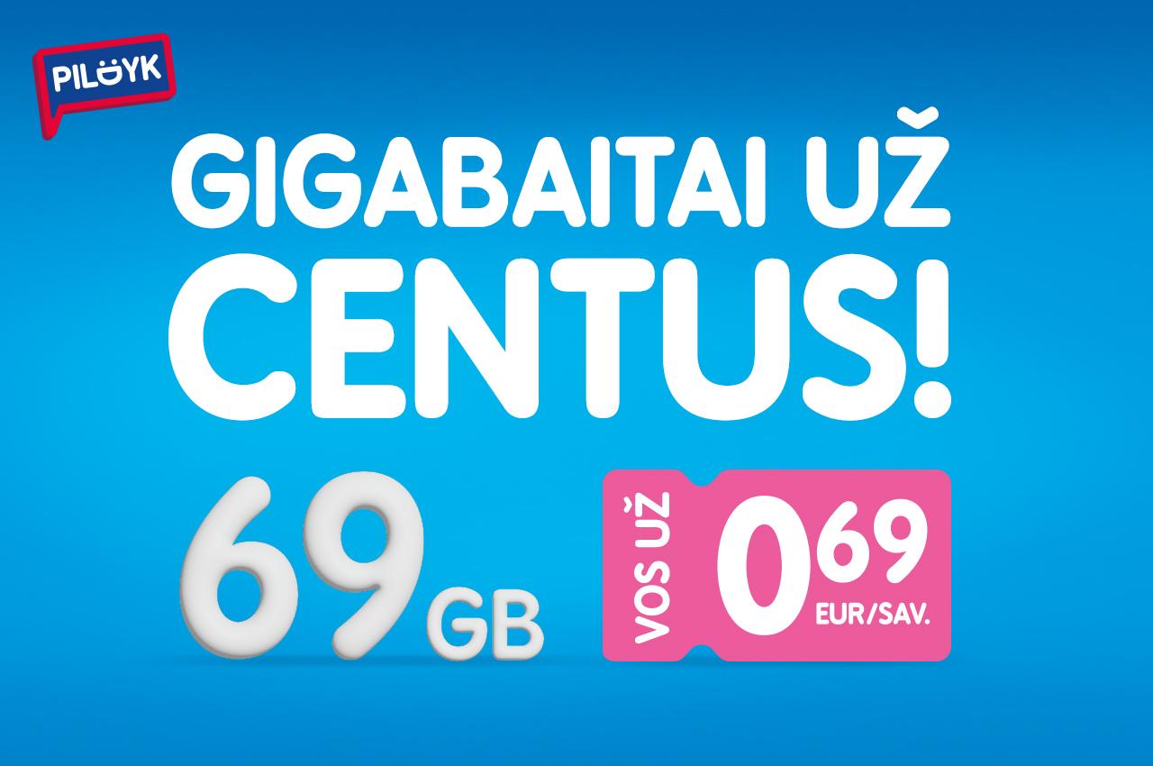 69 GB už 69 ct/sav. – pasinaudok išskirtiniu „Pildyk“ pasiūlymu ir išbandyk eSIM /