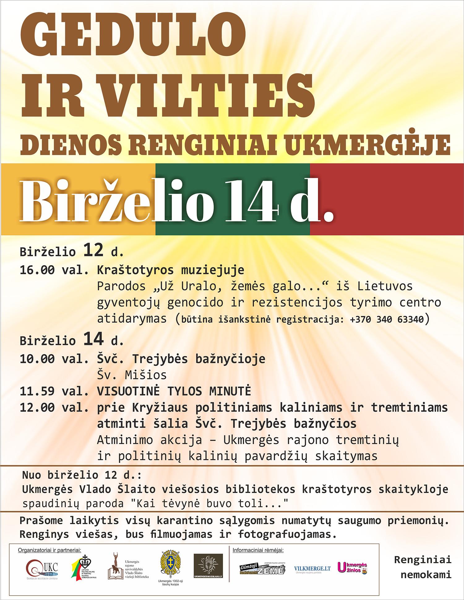 Gedulo ir vilties dieną numatomi renginiai /