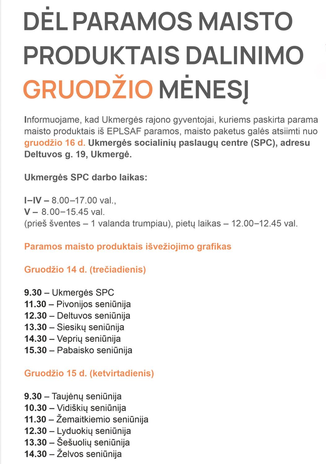 Gyventojams – parama maistu /