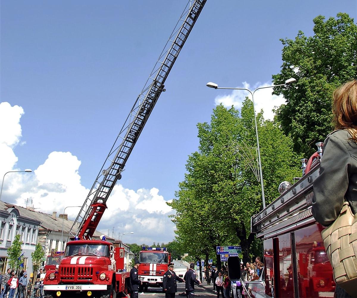Iš bėdos gelbėjo katiną / Ugniagesiai. Gedimino Nemunaičio nuotr.
