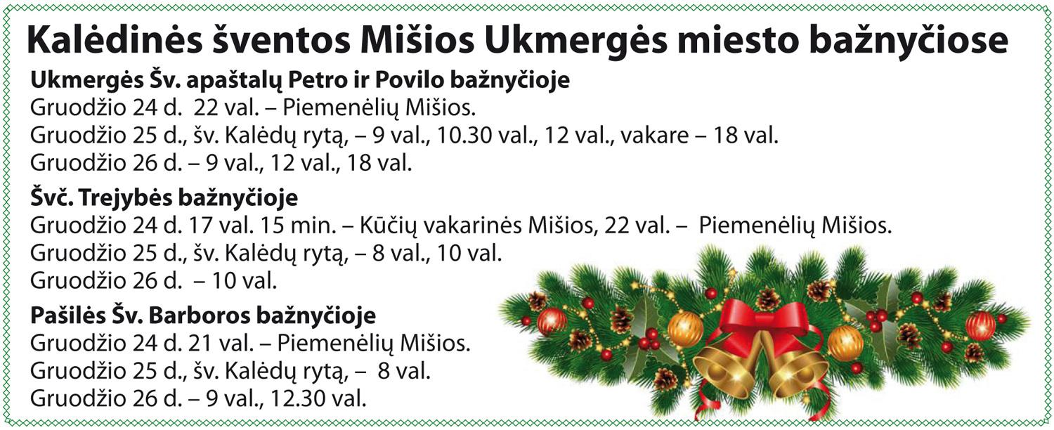 Kalėdinės šventos Mišios Ukmergės miesto bažnyčiose /