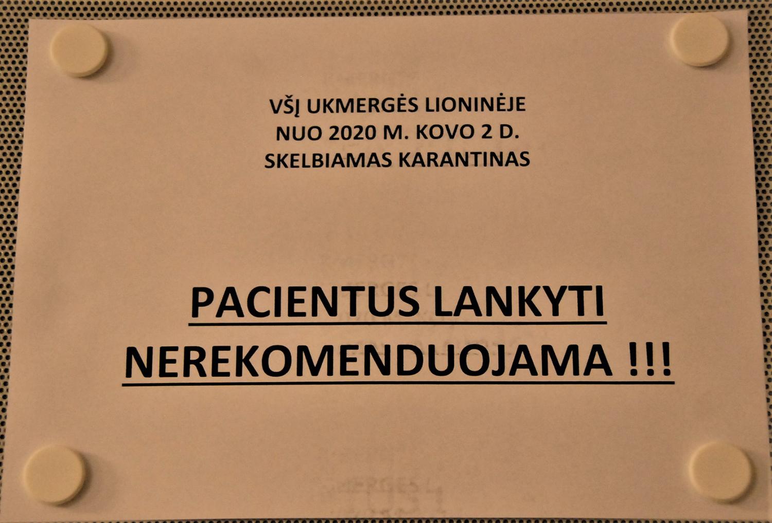 Ligonių lankytojai nepriimami /