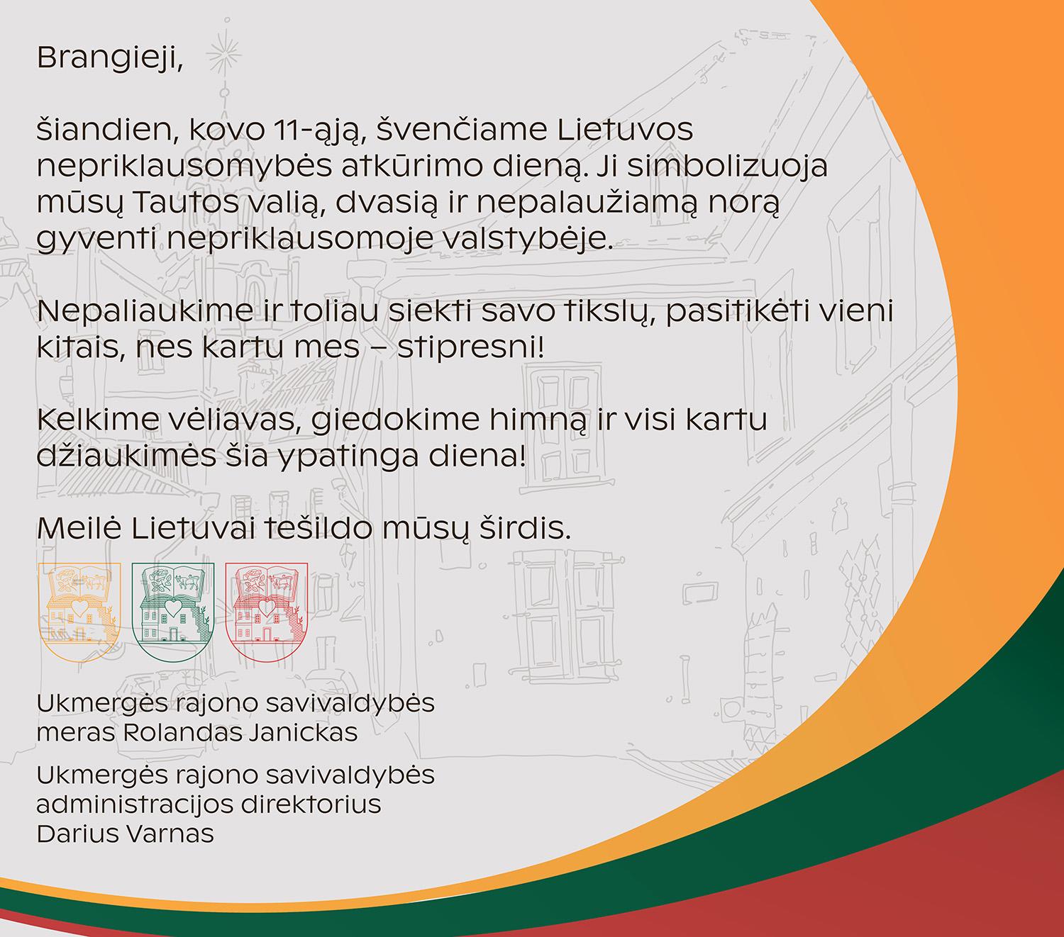 Rajono vadovai sveikina ukmergiškius /