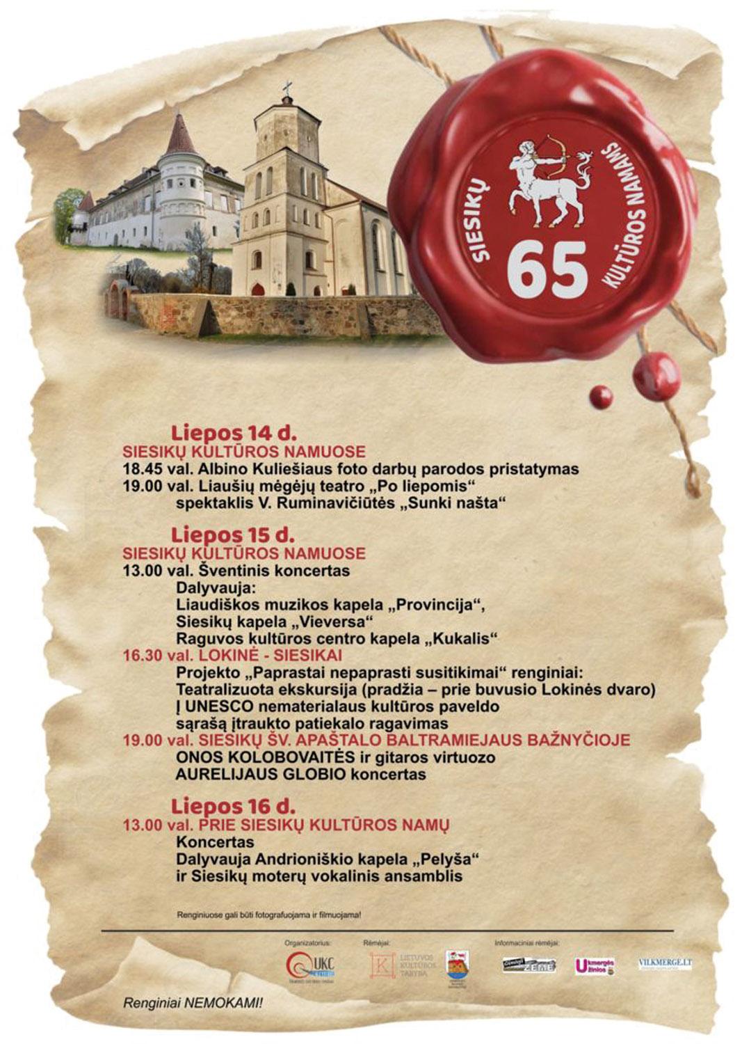 Siesikų kultūros namams - 65 /