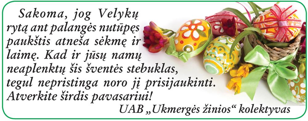 Sveikiname su šv. Velykomis /