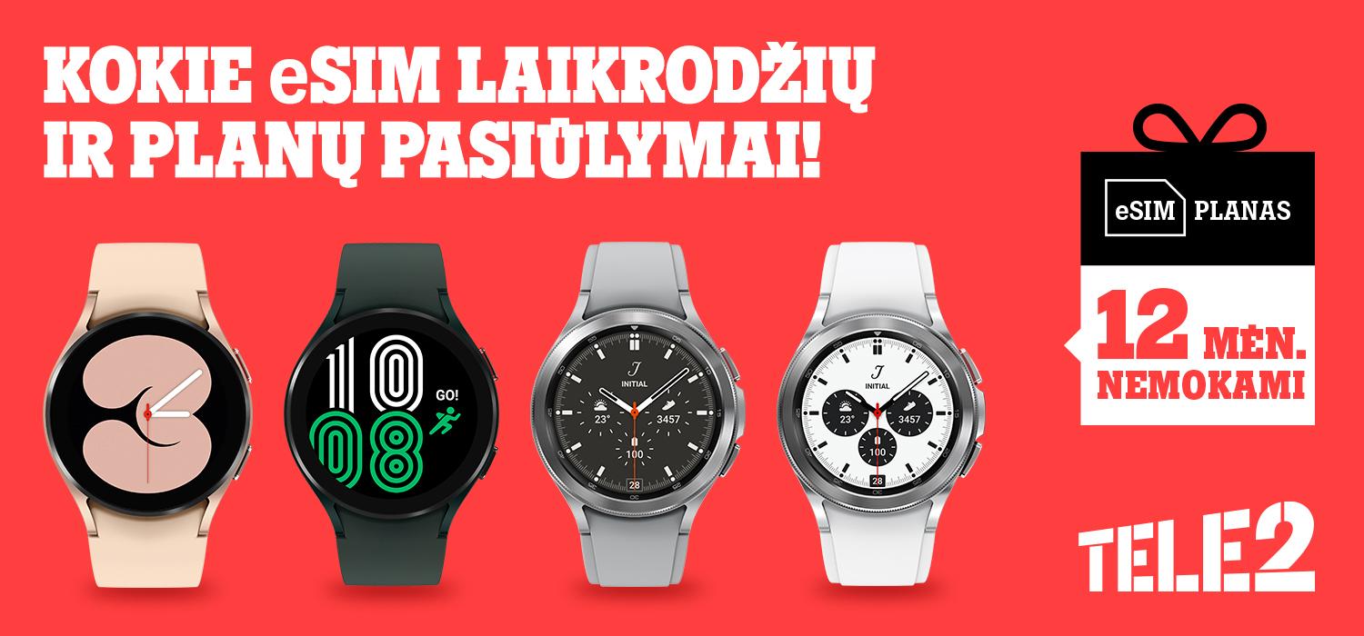 „Tele2“ pasiūlymas: nuolaidos išmaniesiems laikrodžiams su eSIM ir jų planams /