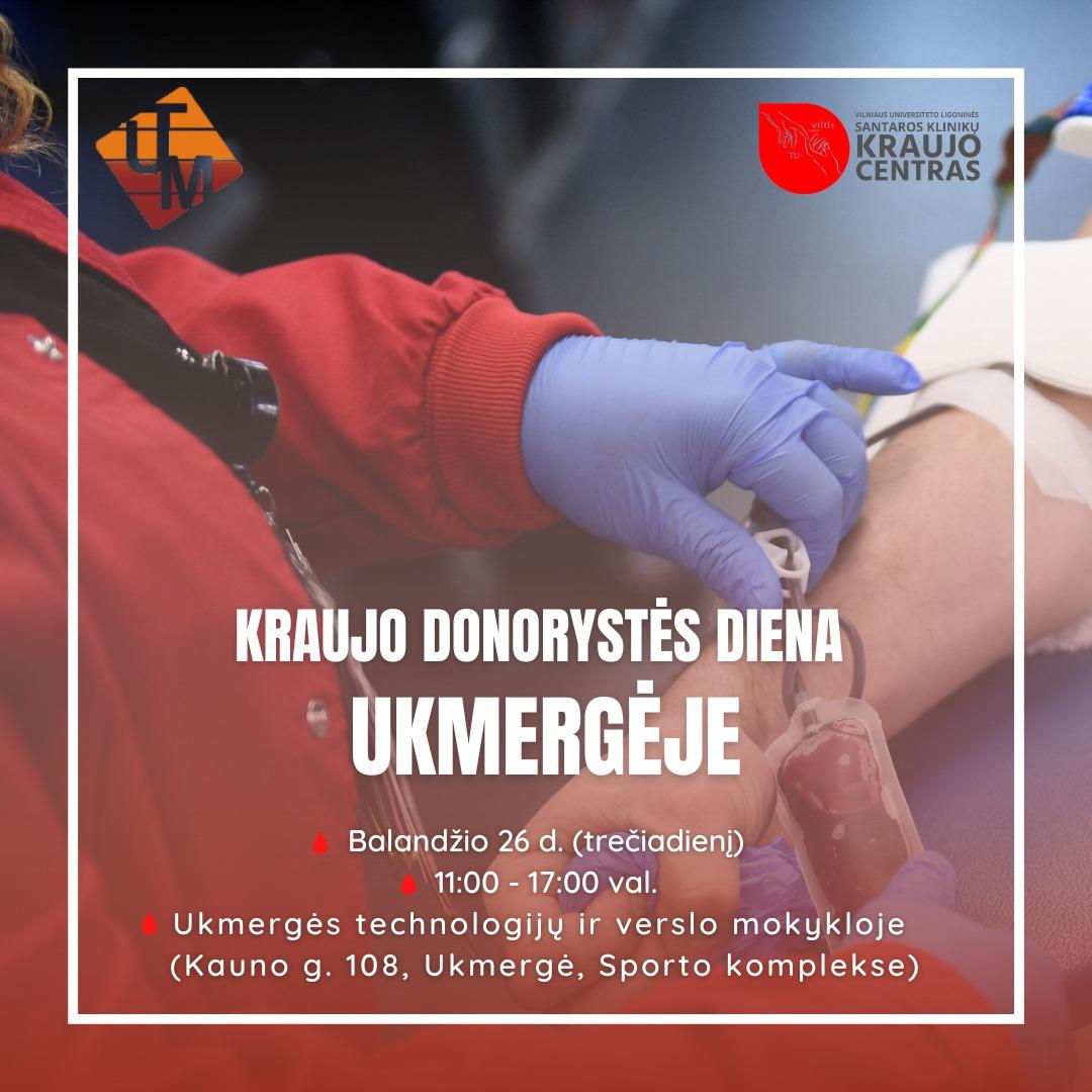 Ukmergėje vyks Kraujo donorystės diena. /