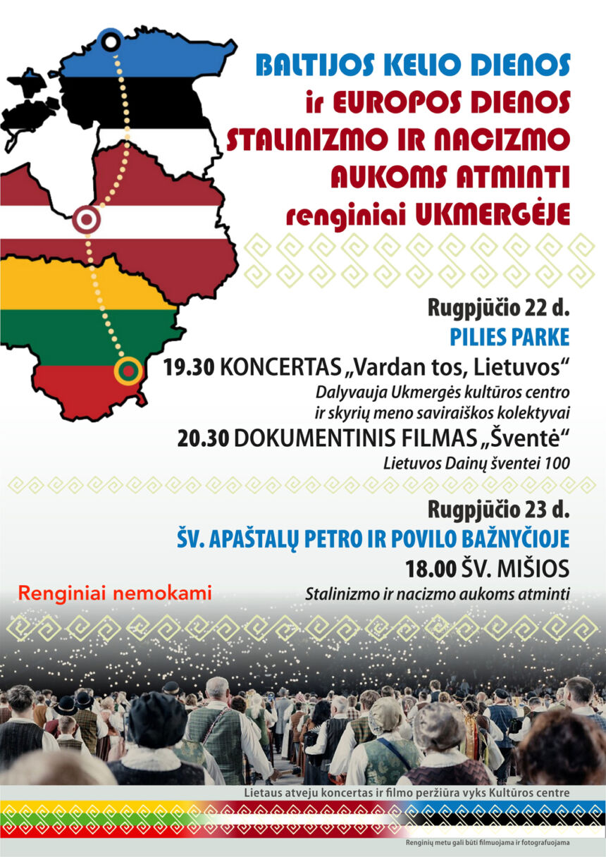 Baltijos kelio dienos ir Europos dienos stalinizmo ir nacizmo aukoms atminti renginiai Ukmergėje
