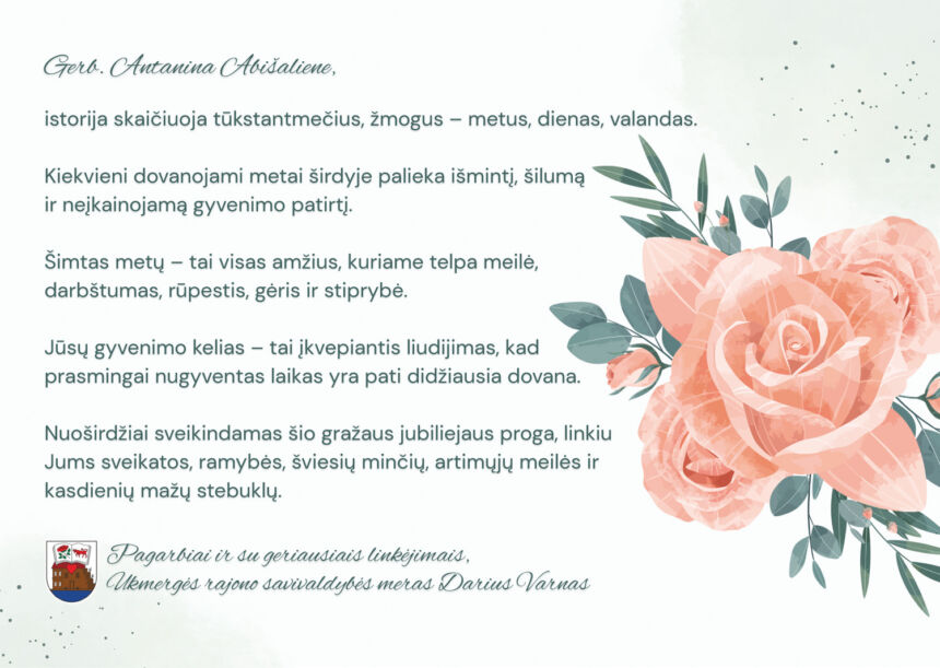 Sveikinimas Antaninai Abišalienei