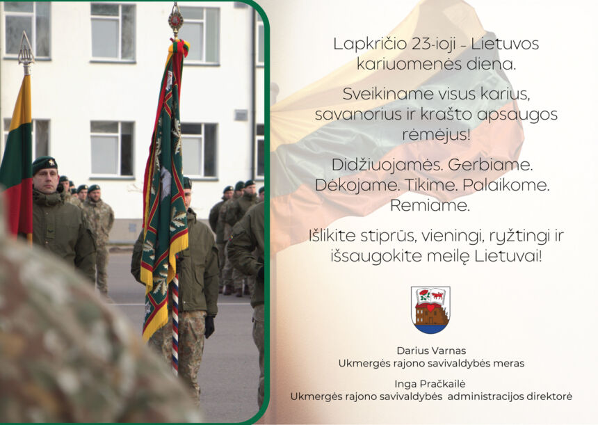 Rajono vadovų sveikinimas Lietuvos kariuomenės dienos proga