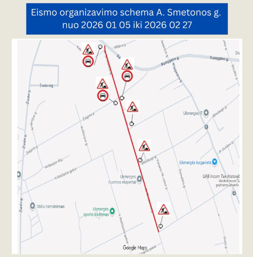 Tęsiami A. Smetonos gatvės rekonstrukcijos darbai – ką svarbu žinoti