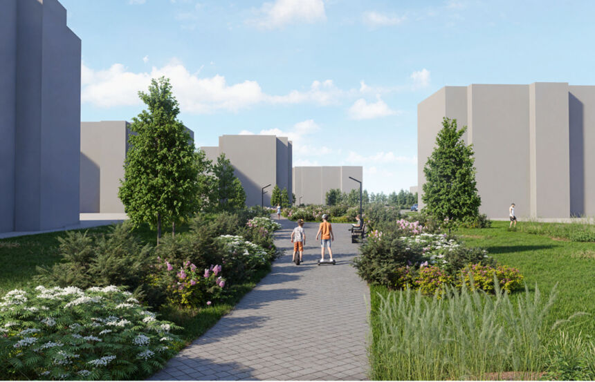 Pivonijos mikrorajone suplanuota didžiulė viešoji erdvė su parku