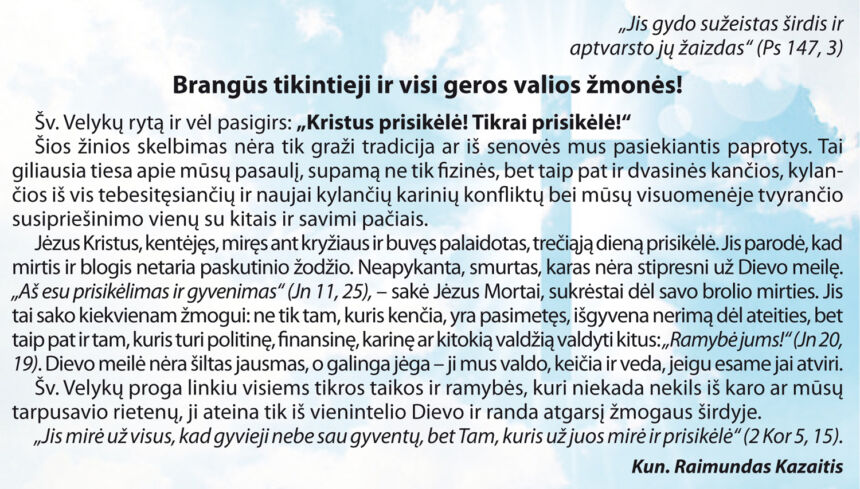 Kunigo Raimundo Kazaičio velykinis sveikinimas