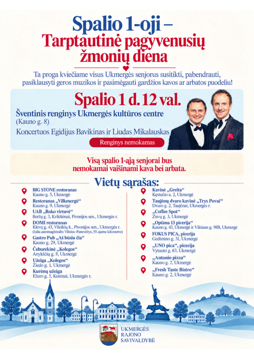 Kviečia į šventinį renginį Tarptautinės pagyvenusių žmonių dienos proga